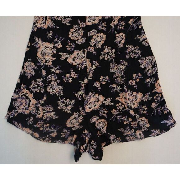 Billabong J201EFES Women's Sz S Black Floral Short Sleeve Button Front Romper - Picture 9 of 13